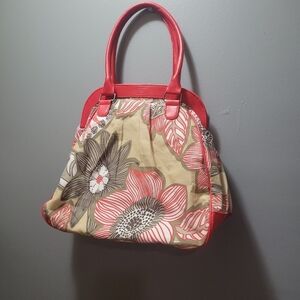 Clarins Red Floral Tote Bag